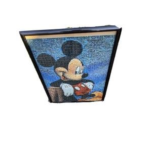 Disney Mickey Mouse Photomosaics 1000 Piece Puzzle Framed Robert Silvers Black